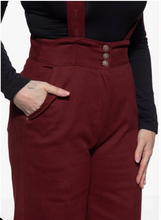 Laden Sie das Bild in den Galerie-Viewer, Hose High-Waist Wide-Leg Dungarees, Bordeaux