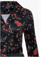 Laden Sie das Bild in den Galerie-Viewer, Swingkleid Cherries & Roses, Schwarz