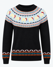 Laden Sie das Bild in den Galerie-Viewer, Polar Bear Fairisle Strickpullover, Schwarz