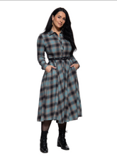 Laden Sie das Bild in den Galerie-Viewer, Hemdblusenkleid Jayne – Light Blue & Navy