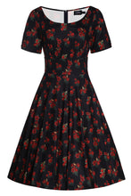 Laden Sie das Bild in den Galerie-Viewer, Swingkleid Brenda Bird and Rose, Schwarz-Rot