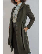 Laden Sie das Bild in den Galerie-Viewer, Mantel Wool Long Coat, grün, Plus Size