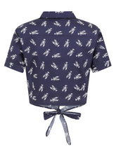 Laden Sie das Bild in den Galerie-Viewer, Knotenbluse Sammy Lobster, navy, Plus Size