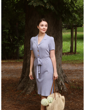 Laden Sie das Bild in den Galerie-Viewer, Hemdblusenkleid 40's,Revers Dress Straight Linen, Lavendel