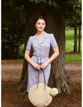 Laden Sie das Bild in den Galerie-Viewer, Hemdblusenkleid 40's,Revers Dress Straight Linen, Lavendel