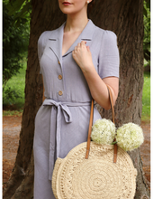 Laden Sie das Bild in den Galerie-Viewer, Hemdblusenkleid 40's,Revers Dress Straight Linen, Lavendel