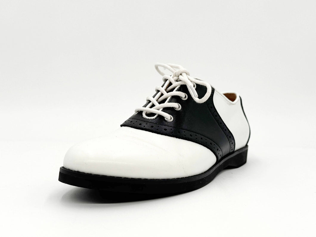 Rizzo Retro Oxford Derby Schuhe, Schwarz-Weiß