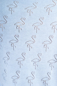 Cardigan Goddess mit Flamingo-Lochstickerei, Hellblau
