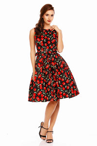 Swingkleid Annie Retro Cherry, schwarz