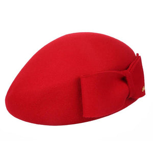 Grosse Baskenmütze mit Schleife, rot oder schwarz