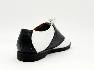 Rizzo Retro Oxford Derby Schuhe, Schwarz-Weiß