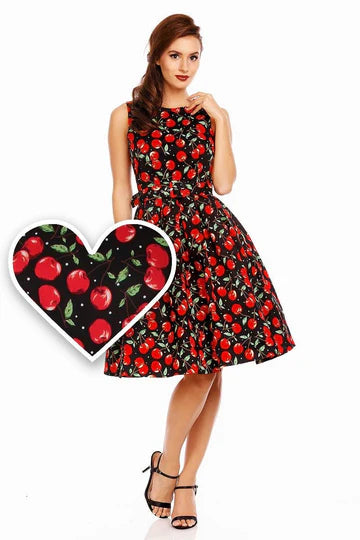 Swingkleid Annie Retro Cherry, schwarz