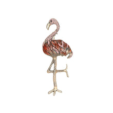 Laden Sie das Bild in den Galerie-Viewer, Flamingo-Brosche mit Emaille und Strasssteinen: Rosa
