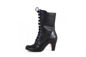 Vintage Schnürstiefel Claire, Schwarz