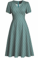 Laden Sie das Bild in den Galerie-Viewer, Swingkleid Julia 40's Teekleid, Blaugrün
