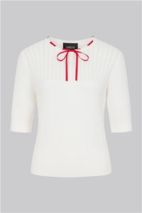 Sandrine Pointelle Knitted Top, Weiß
