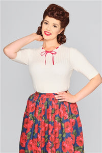 Sandrine Pointelle Knitted Top, Weiß