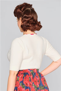Sandrine Pointelle Knitted Top, Weiß