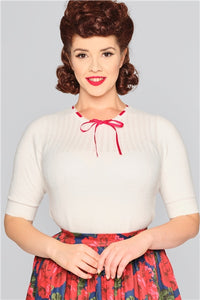 Sandrine Pointelle Knitted Top, Weiß