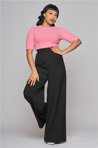 Chrissie Fluffy Knitted Top, Rosa