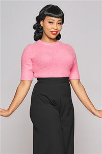Chrissie Fluffy Knitted Top, Rosa