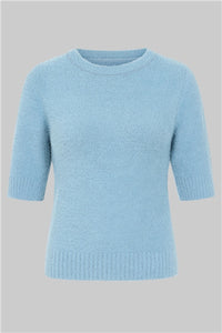 Chrissie Fluffy Knitted Top, Hellblau