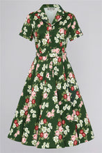 Laden Sie das Bild in den Galerie-Viewer, Swingkleid Caterina Vintage Bloom, grün
