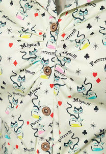 Bluse Retro Cats, Beige