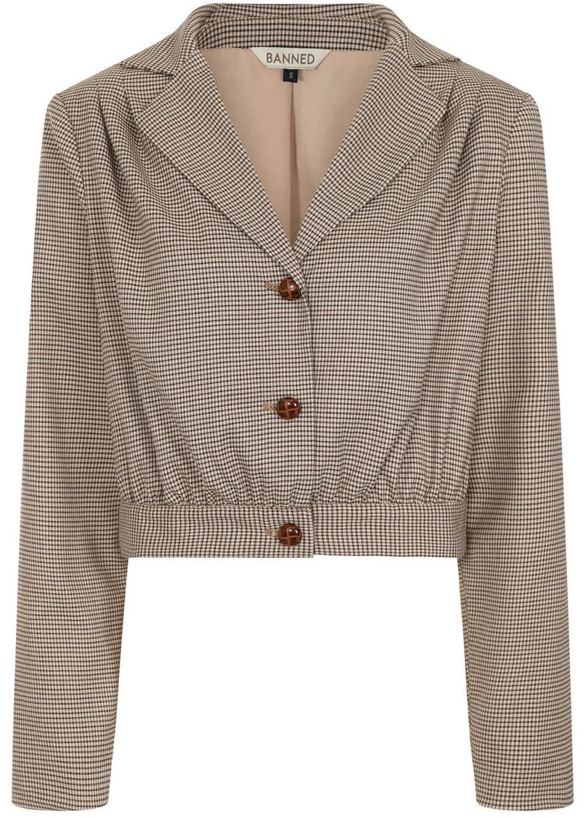 Jacke Robin Houndstooth 40s, Braun