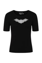 Laden Sie das Bild in den Galerie-Viewer, Feinstricktop Bat,Fledermausmotiv Schwarz, Plus Size
