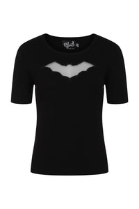 Feinstricktop Bat,Fledermausmotiv Schwarz, Plus Size