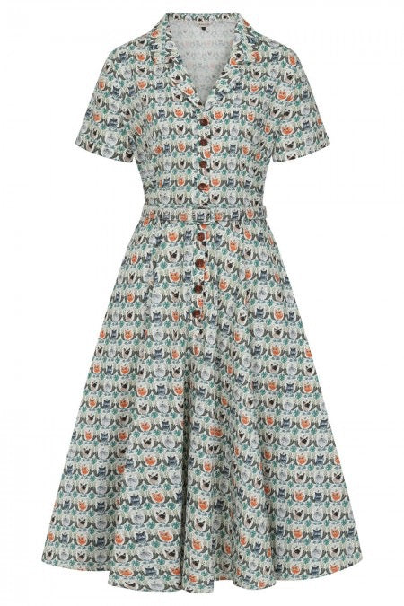 Swingkleid Bella Purrfect, Weiß-Bunt