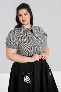 Bluse Humbug, Schwarz-Weiß-Gestreift, Plus Size