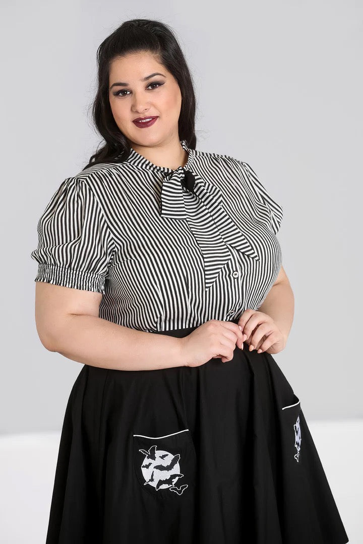 Bluse Humbug, Schwarz-Weiß-Gestreift, Plus Size