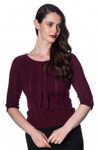 Top Belle Bow Pointelle, Aubergine