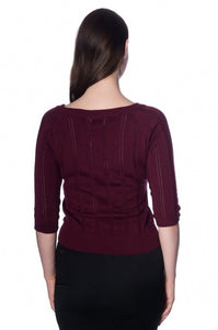 Top Belle Bow Pointelle, Aubergine