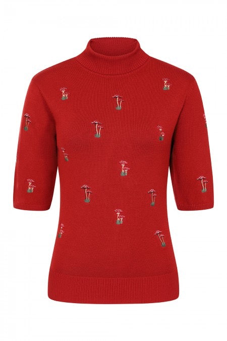 Kurzarm Pullover Mushroom Dreams,Rot