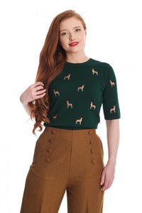 Kurzarm Pullover Sweet Deer, Grün