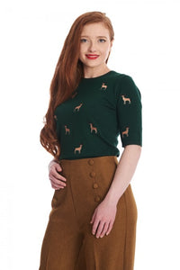 Kurzarm Pullover Sweet Deer, Grün