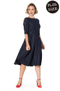 Kleid Cheeky Check, Navy, Plus Size