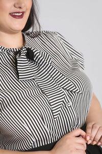 Bluse Humbug, Schwarz-Weiß-Gestreift, Plus Size