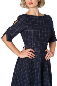 Kleid Cheeky Check, Navy, Plus Size