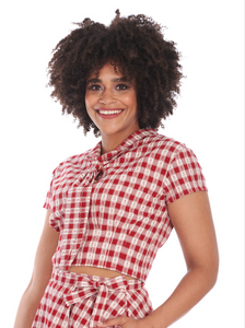 Bluse Cherry Check, rot