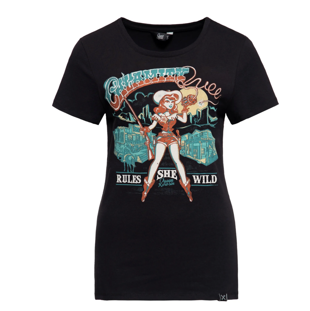 T-Shirt Calamity Queen, Schwarz