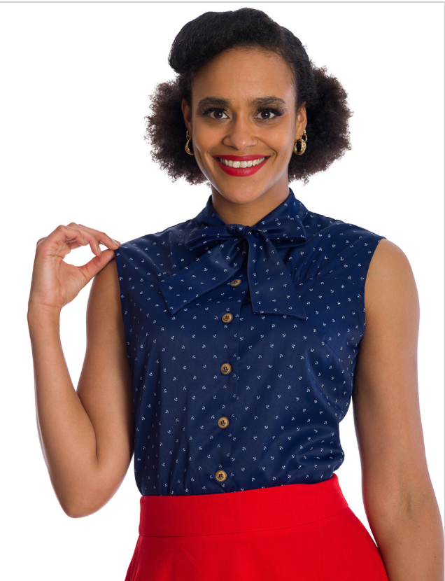 Bluse Sea Scape , Navy , Plus Size