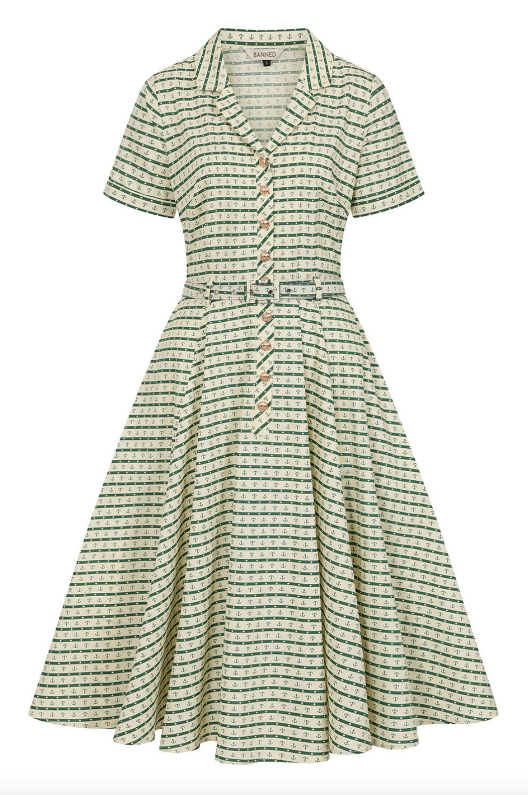 Swingkleid Bella Anchor Ahead 50's , Grün-Ivory