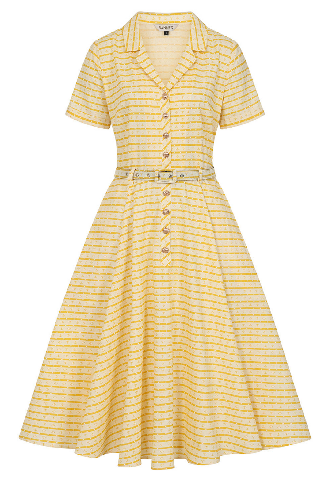 Swingkleid Bella Anchor Ahead 50's , Gelb-Ivory
