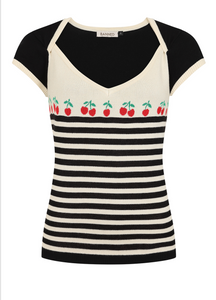 Feinstricktop Jessie Cherries, Schwarz