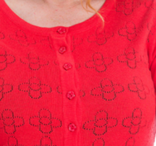 Laden Sie das Bild in den Galerie-Viewer, Cardigan Flower Knit, Rot
