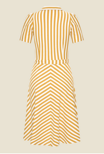 Swingkleid Revers Tricot, Gesterift, Senf
